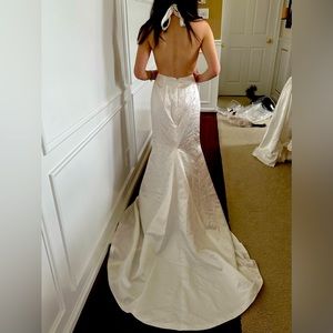 White halter neck, wedding gown with open back